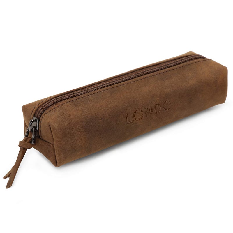 Londo Genuine Leather Zipper Pen, Pencil & Cosmetic Case - Image 1